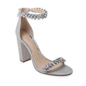 Badgley Mischka Mayra Ankle Strap Evening shoe silver